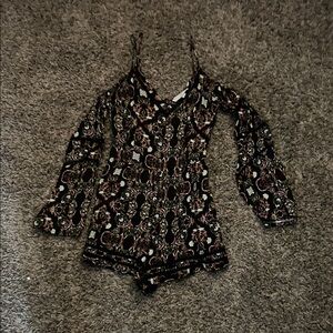 Kendall & Kylie Black Floral Bodysuit/romper